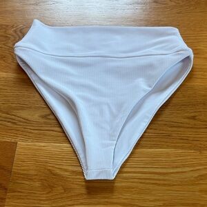 Beach Riot White Ribbed High-Waist Bikini Bottom